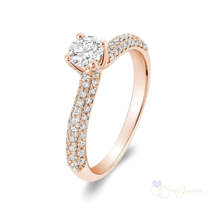 Solitaire Pave Diamond Engagement Ring-RNB Jewellery