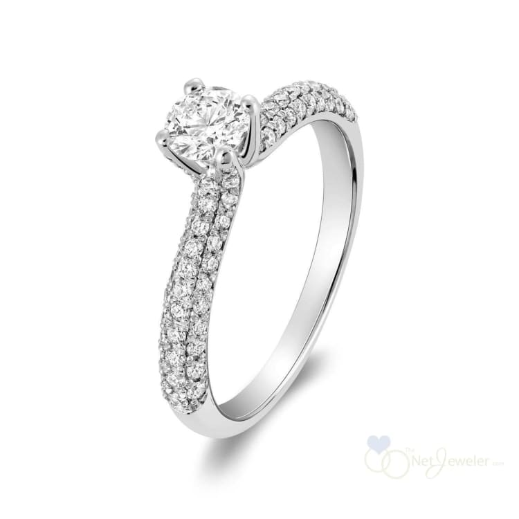 Solitaire Pave Diamond Engagement Ring-RNB Jewellery