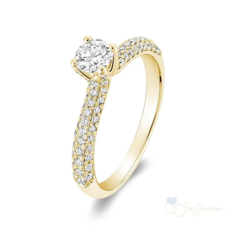 Solitaire Pave Diamond Engagement Ring-RNB Jewellery