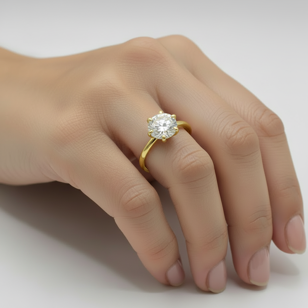 Classic 6-Prong Round Moissanite Engagement Ring | 10k White Gold