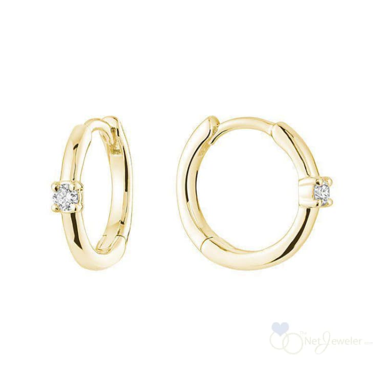 Solitare Diamond Huggie Earrings-RNB Jewellery