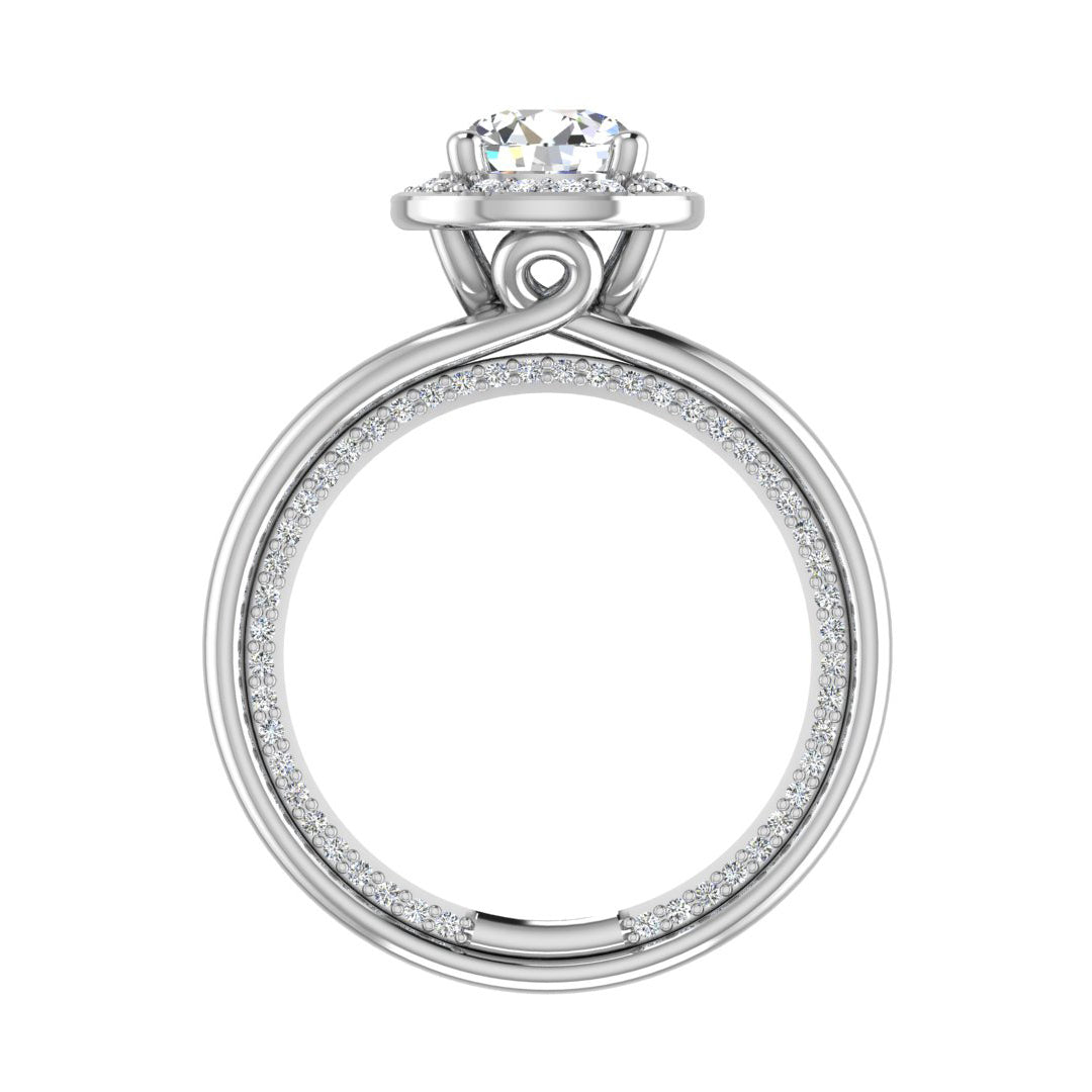 Diamond Halo Engagement Ring with Split Shank - Thenetjeweler