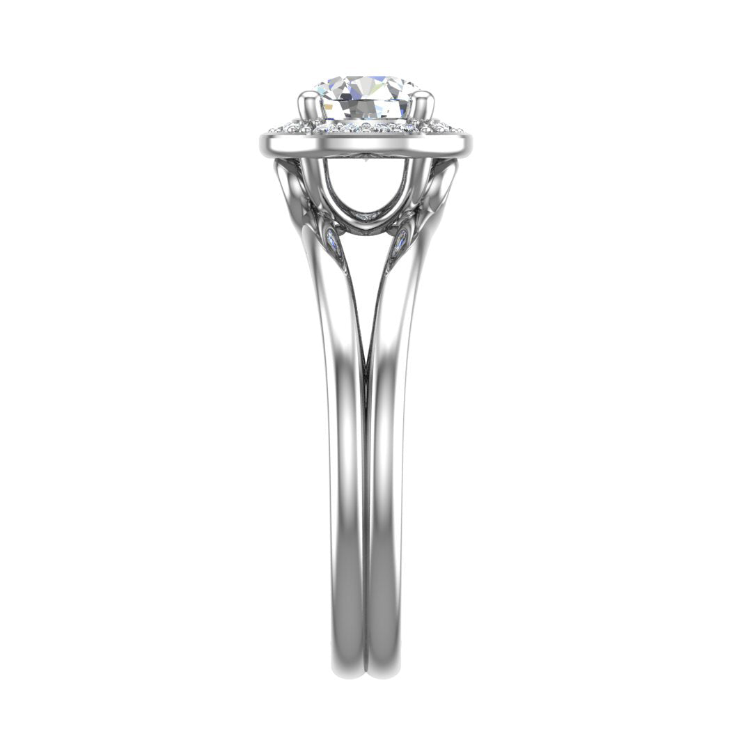 Diamond Halo Engagement Ring with Split Shank - Thenetjeweler