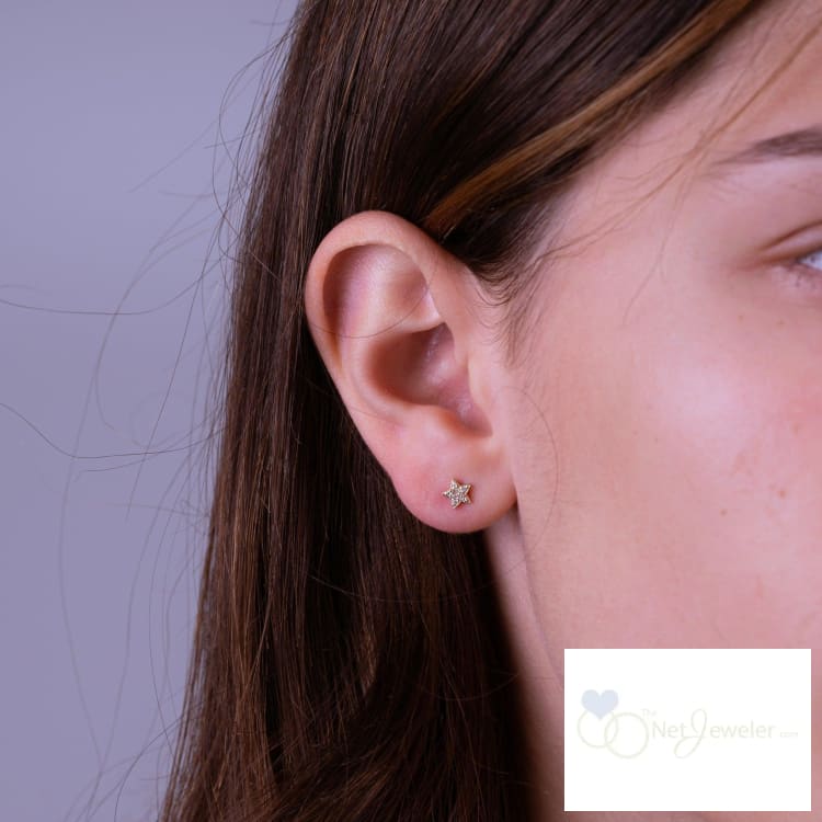 Star Diamond Stud Earrings-RNB Jewellery