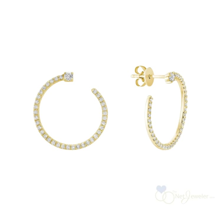 Swirl Diamond Loop Earrings - Yellow Gold / Closeout - Earrings