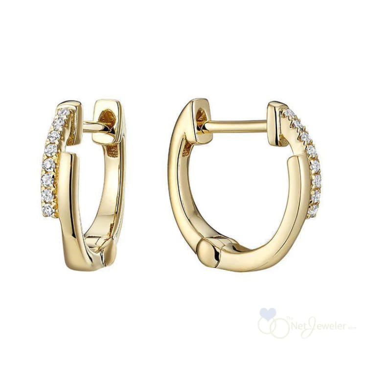 Symmetric Diamond Huggie Earrings-RNB Jewellery