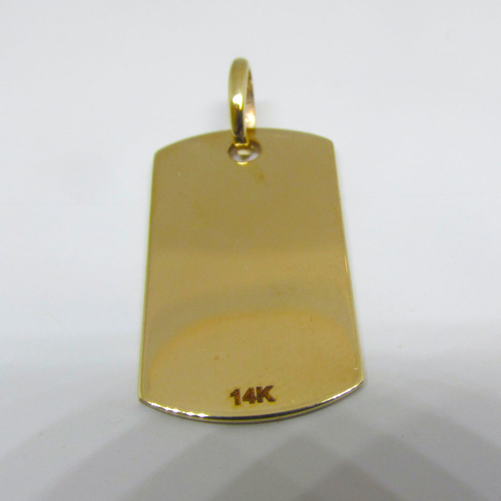 Dog Tag フレイムパターン Pendant 真鍮 14K Yellow Gold DOG TAG Pendant | TheNetJeweler