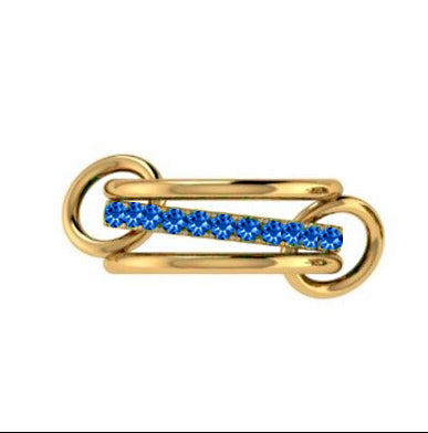 Gemstone Interlocking Ring in Yellow Gold - Thenetjeweler