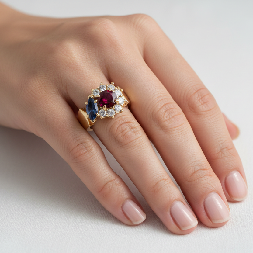 Toi et Moi Ring on Woman's Hand