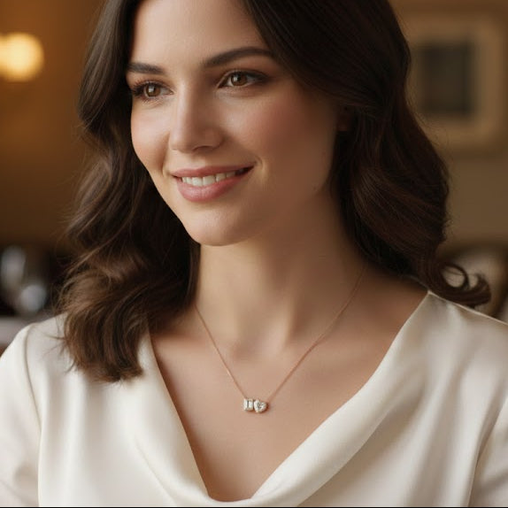 Elegant 14K Rose Gold Toi et Moi necklace featuring two large, sparkling lab-grown diamonds side by side