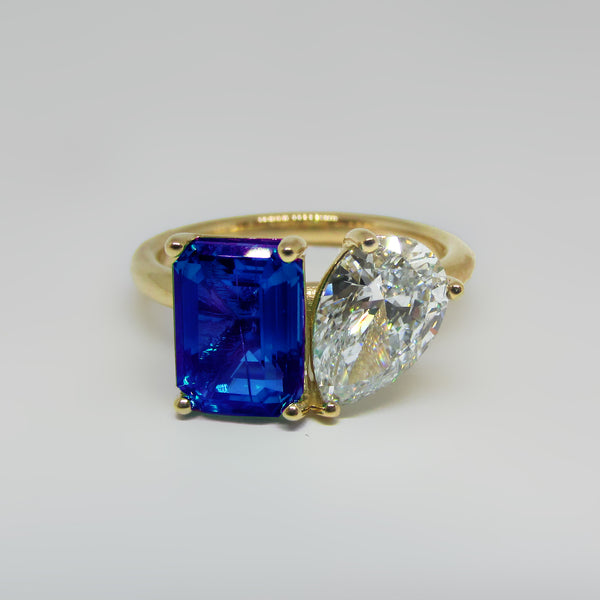 Toi Et Moi Ring Sapphire And Diamond 18kt Yellow Gold - Thenetjeweler