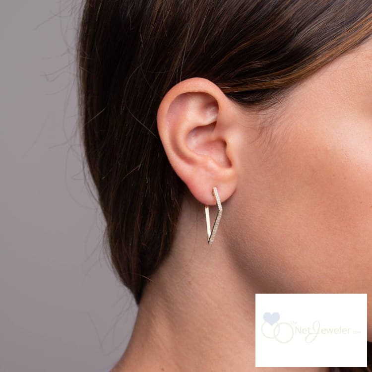 Triangular Diamond Loop Earrings-RNB Jewellery