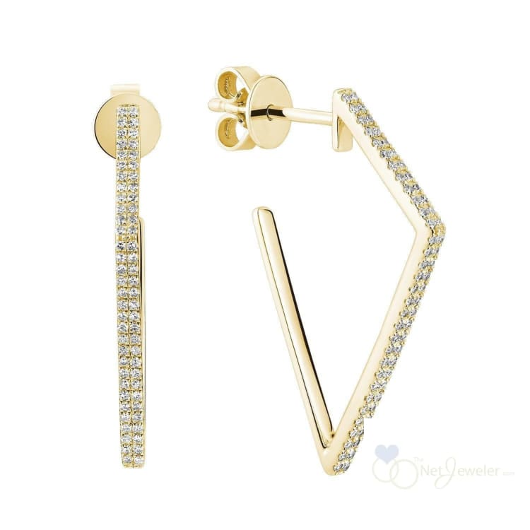 Triangular Diamond Loop Earrings-RNB Jewellery