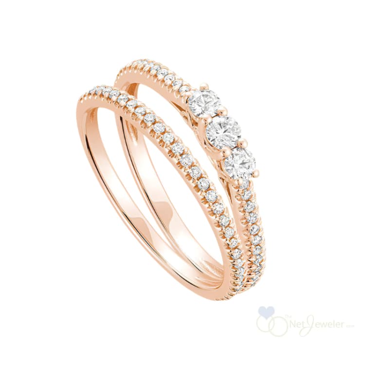 Trinity and Semi Eternity Diamond Ring Set-RNB Jewellery