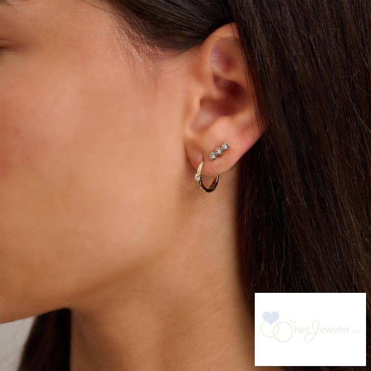 Solitare Diamond Huggie Earrings-RNB Jewellery