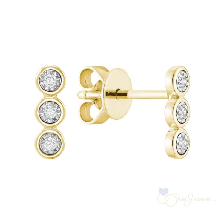 Trinity Bezel Illusion Diamond Stud Earrings