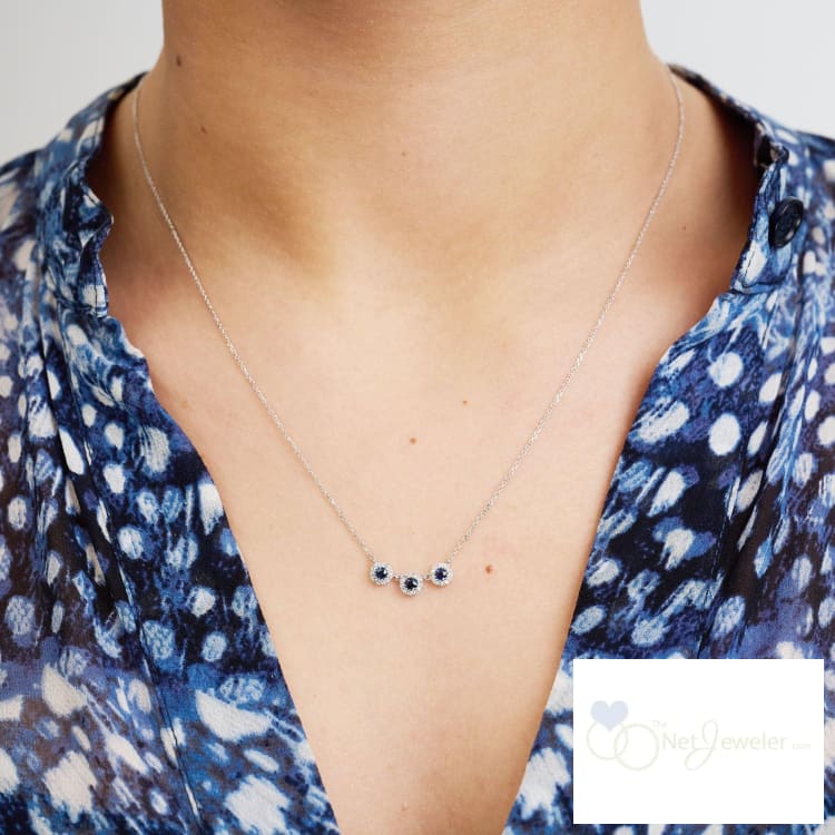 Martini Cup Halo Diamond & Precious Stone Necklace-RNB Jewellery