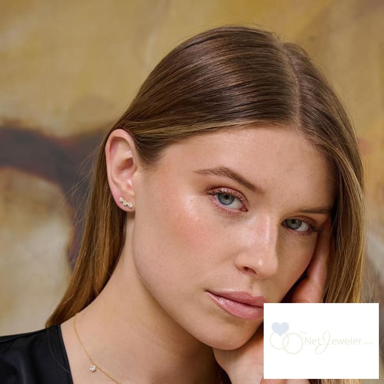 Triple Circle Diamond Cluster Earrings-RNB Jewellery