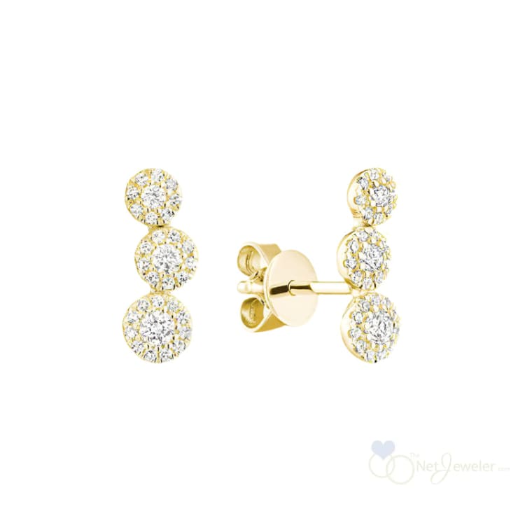 Triple Circle Diamond Cluster Earrings-RNB Jewellery