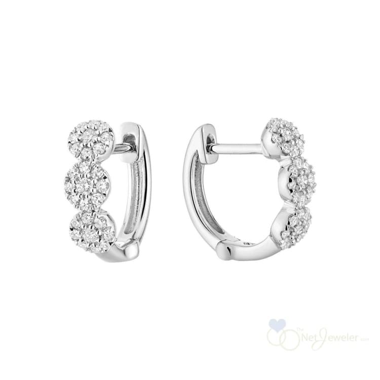 Triple Halo Diamond Huggie Earrings - White Gold / 0.23CTDI - Earrings