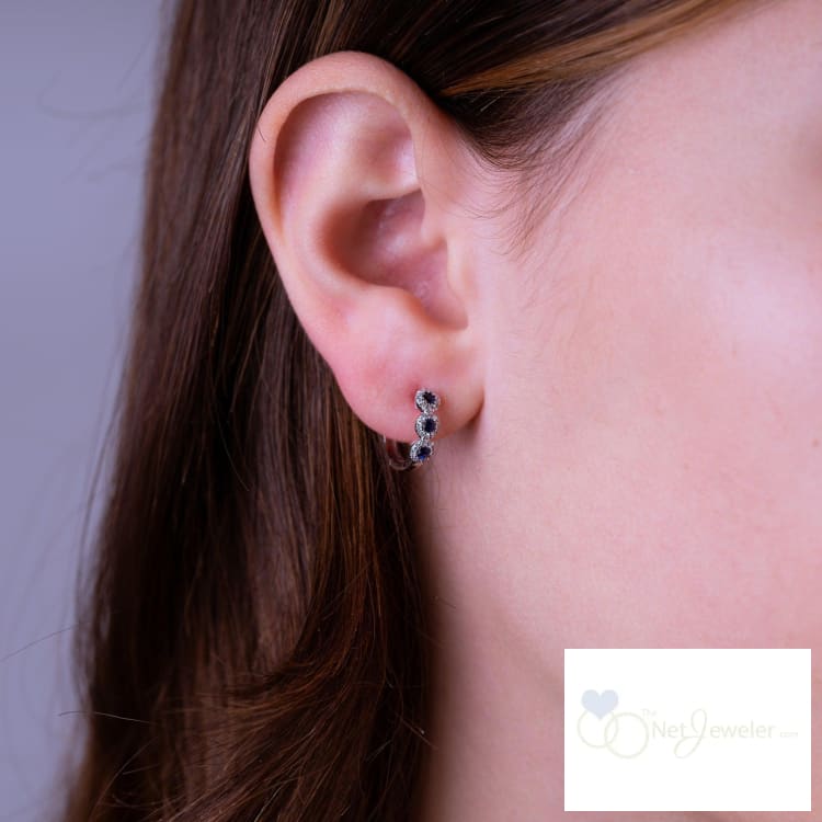 Triple Halo Gemstone & Diamond Huggie Earrings-RNB Jewellery