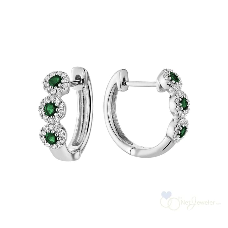 Triple Halo Gemstone & Diamond Huggie Earrings-RNB Jewellery