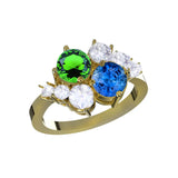 Round Emerald and Sapphire Cluster Ring - Thenetjeweler