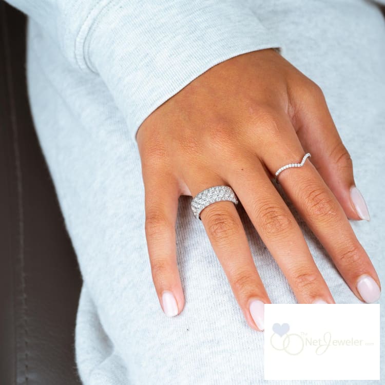 V Shape Semi Eternity Diamond Ring-RNB Jewellery
