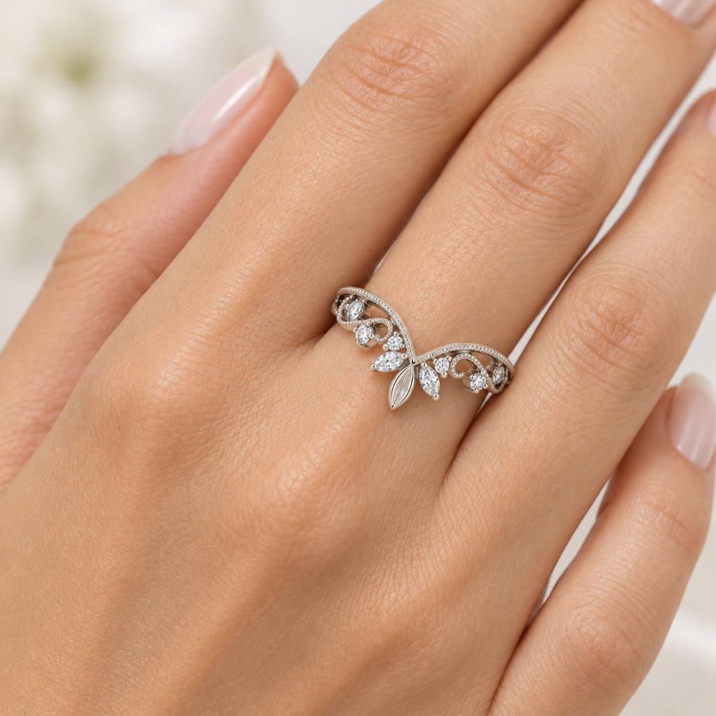 18K White Gold Tiara Contour Diamond Band - Thenetjeweler