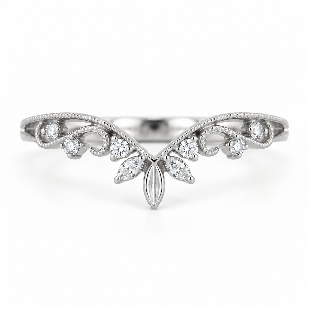 18K White Gold Tiara Contour Diamond Band - Thenetjeweler