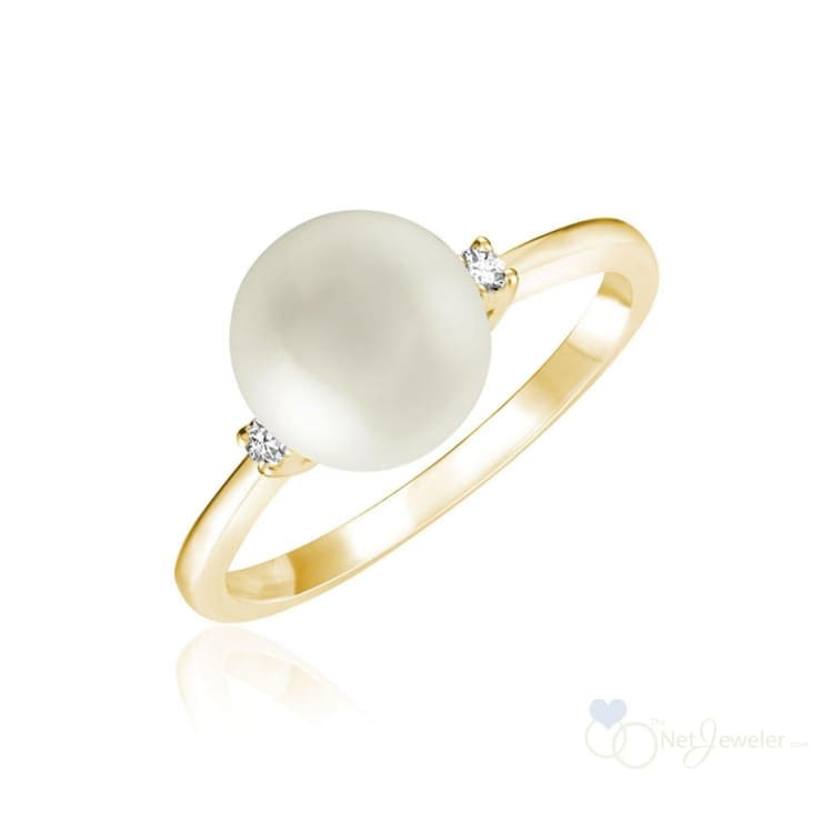 White Grey Pearl & Diamond Ring - Rings