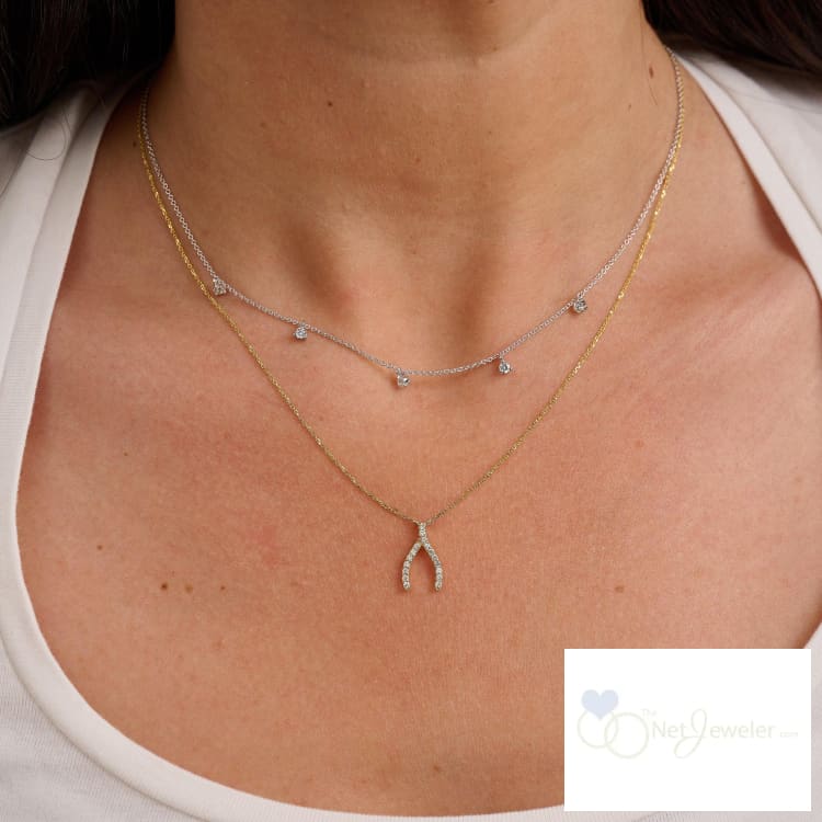 Wish Bone Diamond Necklace