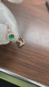 Rose gold and emerald green earrings