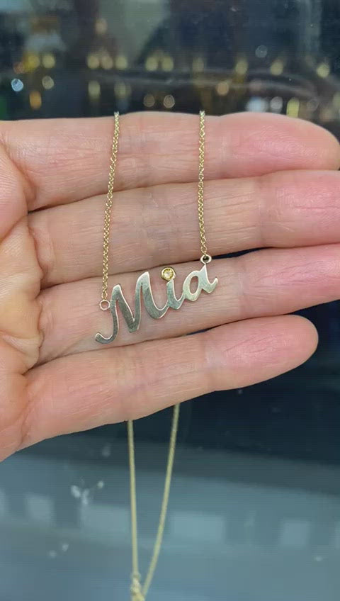 Name Necklace Mia Citrine Accent Yellow Gold