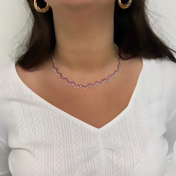 Diamond and Pink Sapphire Necklace - Thenetjeweler