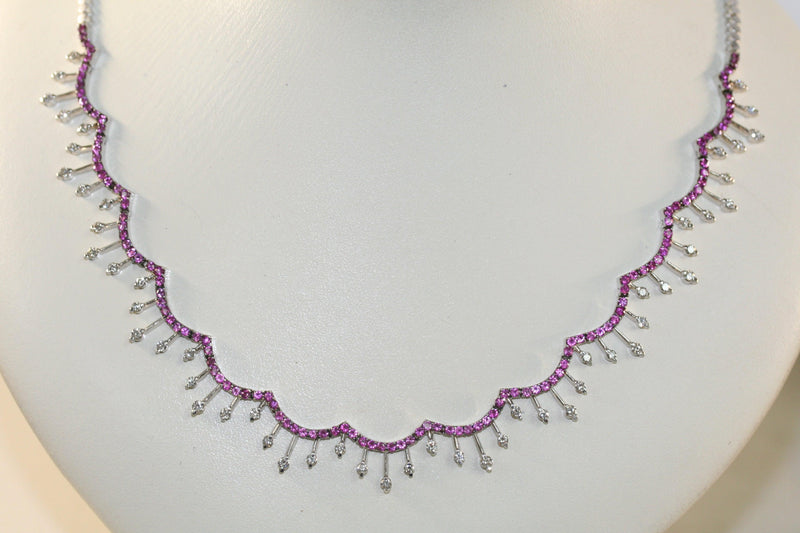 Diamond and Pink Sapphire Necklace - Thenetjeweler