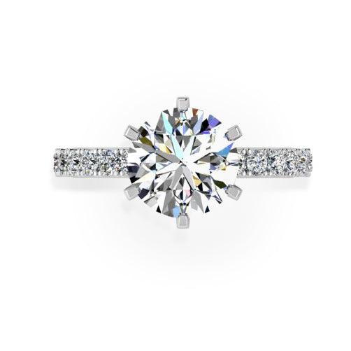 Side Stone 6 Prong Diamond Ring - Thenetjeweler