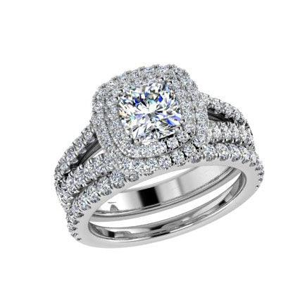 Diamond Engagement Ring and Wedding Band Set 0.95ctw - Thenetjeweler