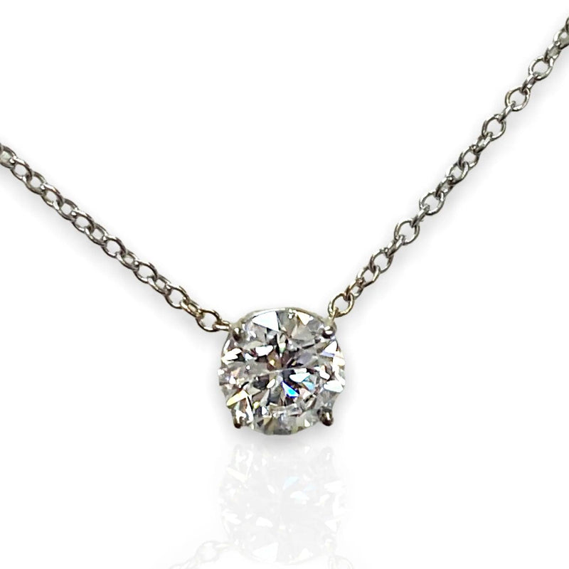 1 carat lab diamond solitaire pendant in 14k white gold - Thenetjeweler