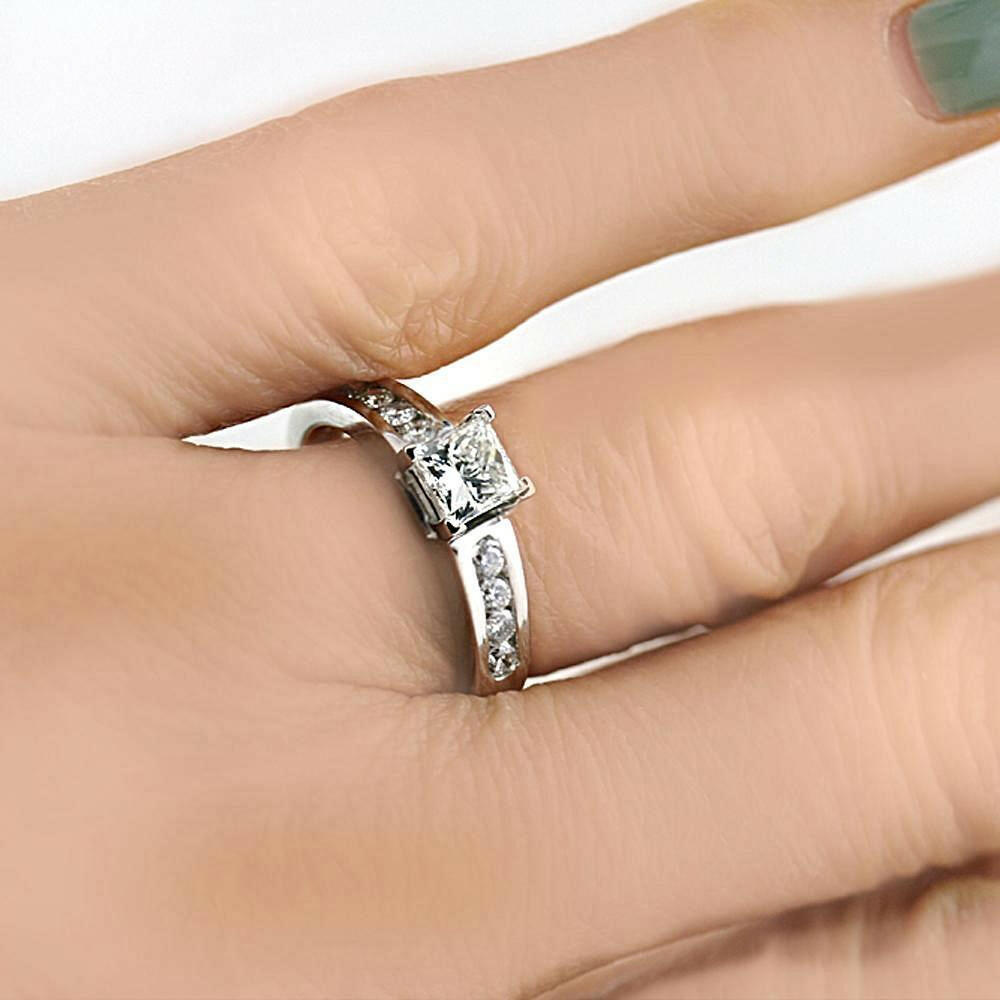 Princess Cut Diamond Engagement Ring with Side Stones - Thenetjeweler