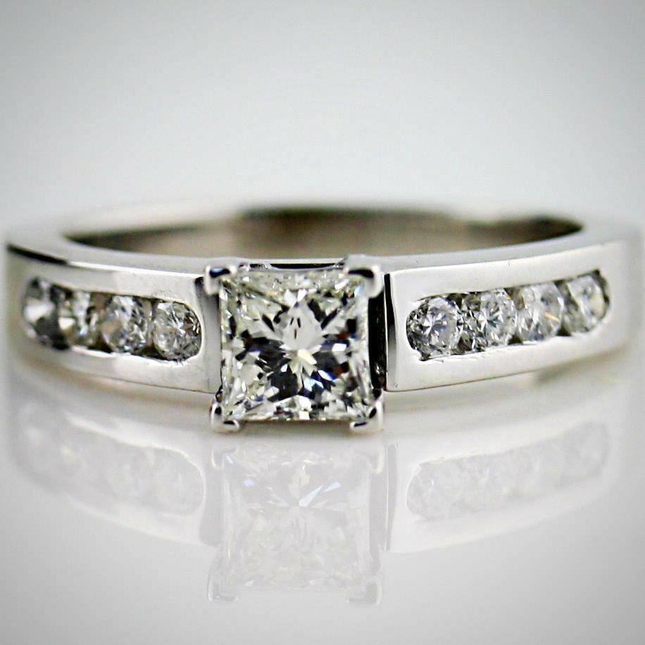 Princess Cut Diamond Engagement Ring with Side Stones - Thenetjeweler