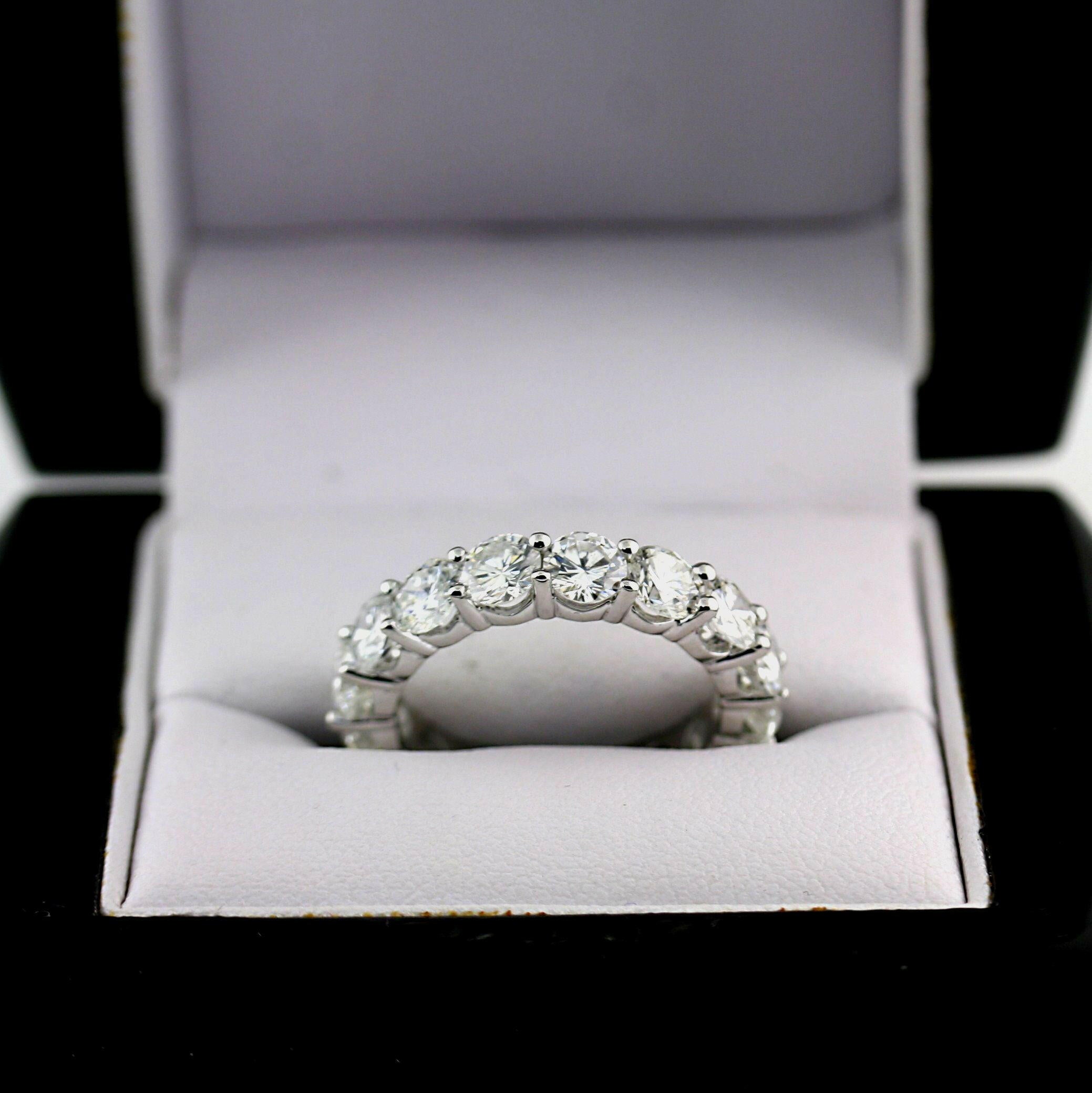 Custom 5 cwt Diamond Eternity Ring Band 18k White Gold - Thenetjeweler