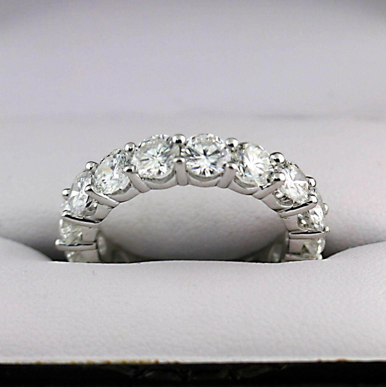 Custom 5 cwt Diamond Eternity Ring Band 18k White Gold - Thenetjeweler