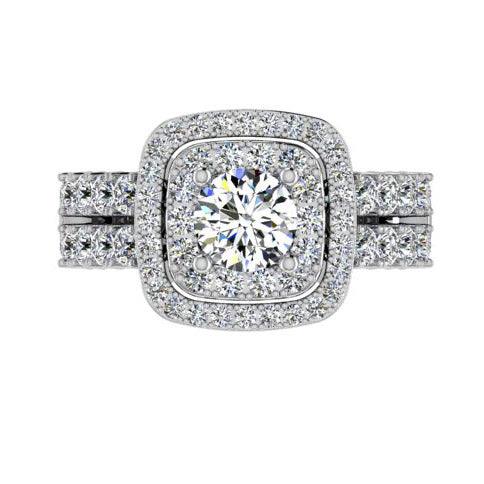 Double Halo Diamond Engagement Ring - Thenetjeweler