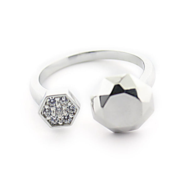 Open Ring Sterling Silver CZ - Thenetjeweler