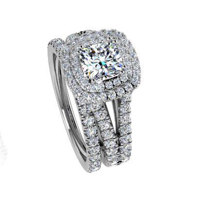 Diamond Engagement Ring and Wedding Band Set 0.95ctw - Thenetjeweler