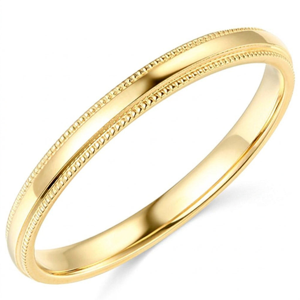 Milgrain Wedding Band Comfort Fit 14K Gold 2.5 mm - Thenetjeweler