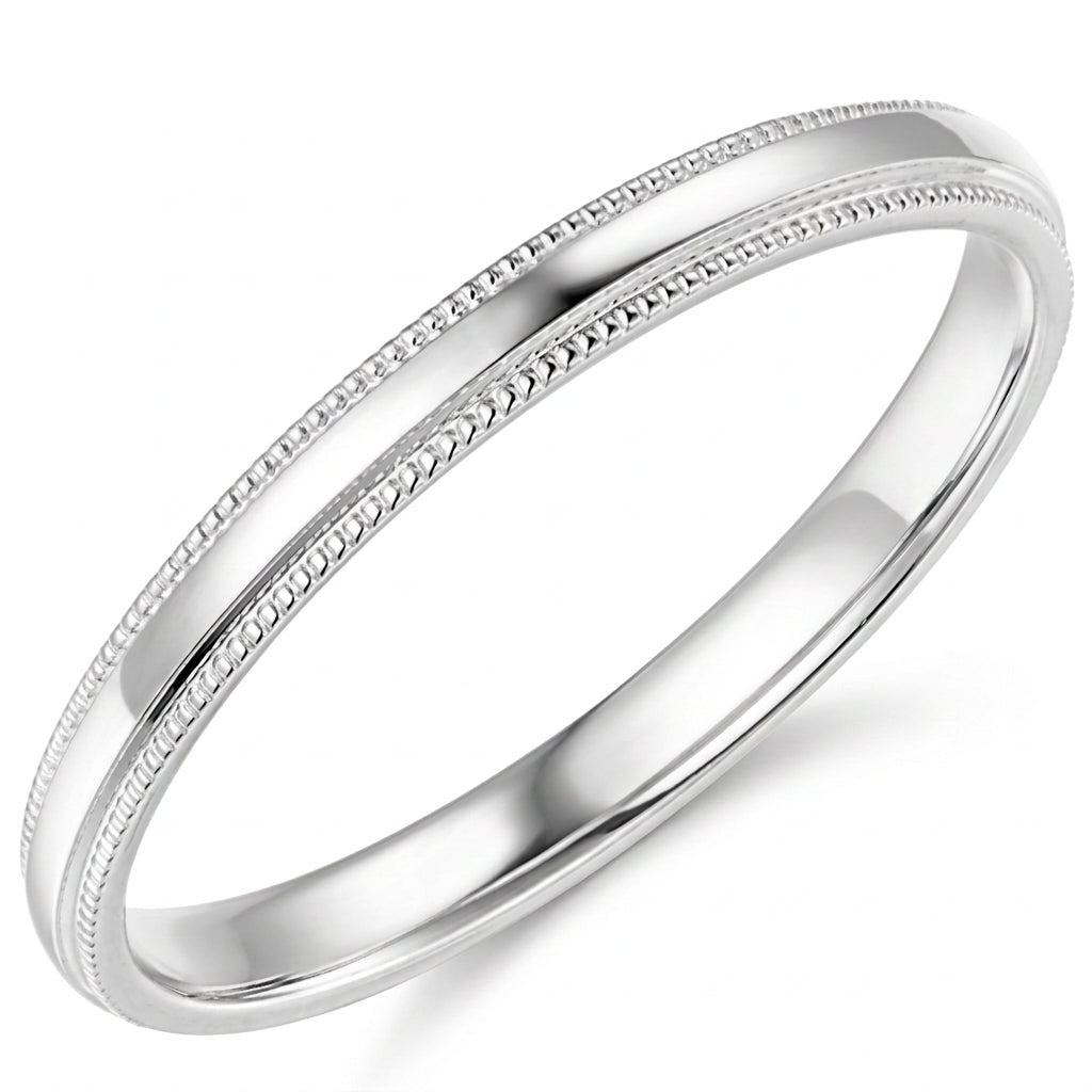 Milgrain Wedding Band Comfort Fit 14K Gold 2.5 mm - Thenetjeweler