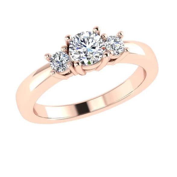 Round Cut Diamond Three Stone Engagement Ring 18K Gold (0.18 ct.t.w). - Thenetjeweler