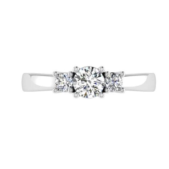 Round Cut Diamond Three Stone Engagement Ring 18K Gold (0.18 ct.t.w). - Thenetjeweler